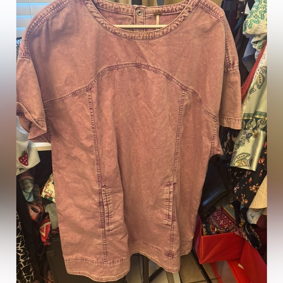Free People Purple Denim Dress with Pockets size Large - Picture 4 of 5